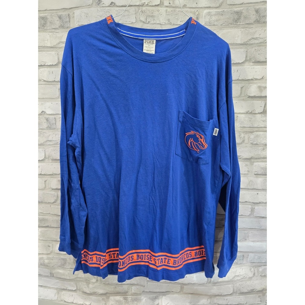 PINK Victoria's Secret Boise State Broncos Long Sleeve Blue Orange Size L